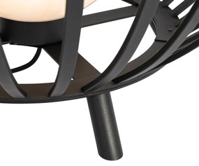 Candeeiro de pé design preto com opal 110 cm - Angela