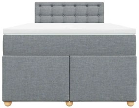 Cama boxspring com colchão 120x190 cm tecido cinzento-claro