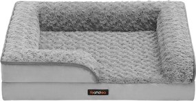 Cama ortopédica para cães com revestimento em pelúcia 71 x 58 x 16 cm Cinzento