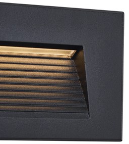 Aplique de parede embutido moderno preto 11,5cm incl. LED IP65 - Trem Moderno