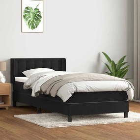 vidaXL Cama com molas/colchão preto 80x210 cm veludo