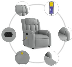 Poltrona de massagens reclinável elétrica tecido cinzento-claro
