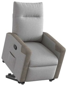 Poltrona reclinável elevatória tecido cinzento-nublado