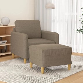 vidaXL Poltrona com apoio de pés 60 cm tecido cinza-acastanhado