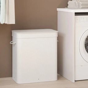Cesto para roupa suja em bambu de 34,5 x 54,5 x 61 cm branco
