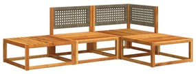 4 pcs conjunto de sofás de jardim com almofadões acácia maciça