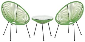 Conjunto de duas cadeiras e mesa em rattan verde ACAPULCO II Beliani