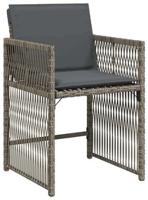 Conjunto de Jantar de Jardim de 5 Peças com Almofadas Cinza em Rattan