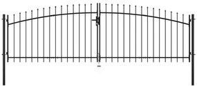 Portão de cerca com porta dupla e topo em lanças 400x175 cm