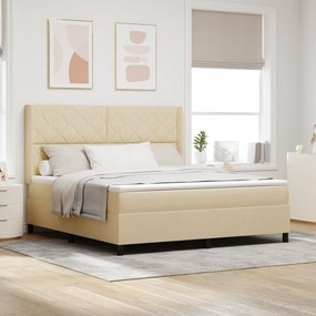 Cama Box Spring vidaXL com Colchão - Creme 180x200 cm Tecido