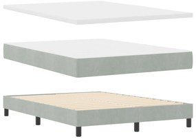 Cama Box Spring com Colchão Cinza Claro 140x200 cm Veludo