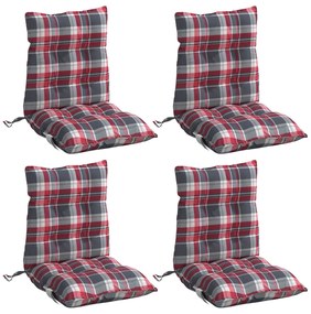 Almofadões cadeira encosto baixo 4 pcs oxford xadrez vermelho
