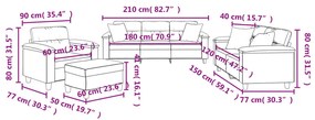 4 pcs conjunto sofás c/ almofadas tecido microfibra cinza-claro
