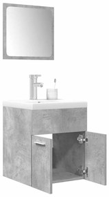 vidaXL 3 pcs conj. móveis casa banho derivados madeira cinza cimento