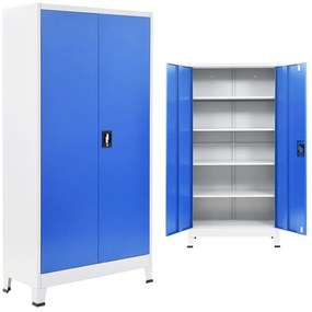 vidaXL Armário de escritório 90x40x180 cm metal cinzento e azul