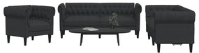 vidaXL 3 pcs conjunto de sofás tecido preto