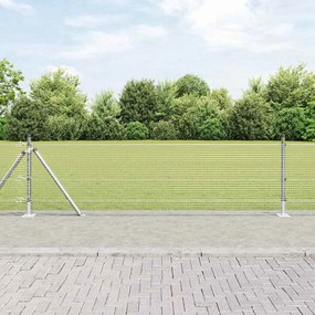 vidaXL Cerca de Arame Soldado com 7 Postes Flangeados 0.4x10 m Aço Galvanizado