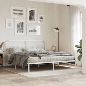 Estrutura de cama com cabeceira 160x200 cm metal branco