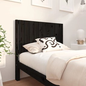 vidaXL Cabeceira de cama 105,5x4x100 cm pinho maciço preto