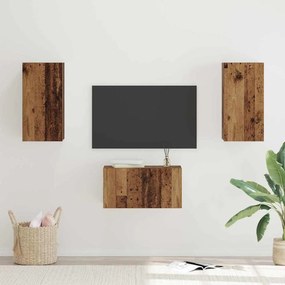 Conjunto de móvel de TV 3 pcs Madeira antiga 60 x 30 x 30 cm