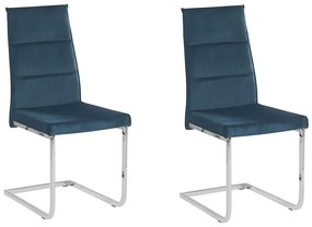 Conjunto de 2 cadeiras em veludo azul ROCKFORD Beliani
