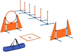 PawHut Conjunto de Treino de Agilidade para Cães com Piquetes para Slalom Zona de Descanso Barreira Anel de salto e Bolas Laranja