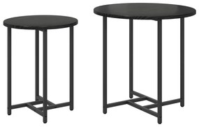 Conjunto de Mesas de Apoio 2 pcs em Madeira de Carvalho Preto e Metal
