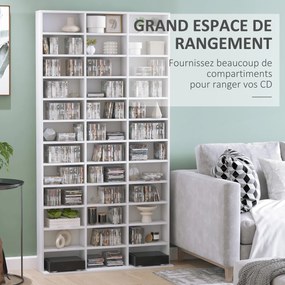 Estante para CDs/DVDs – Móvel de arrumação para 1116 CDs, com 36 compartimentos ajustáveis em altura, branco