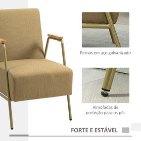 Poltrona Bella com Apoio de Braços, Estrutura em Aço Dourado - Design