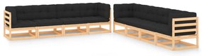 8 pcs conj. lounge jardim c/ almofadões antracite pinho maciço