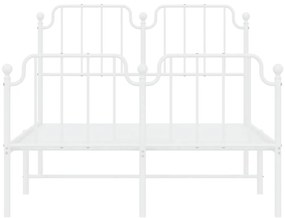 Estrutura de cama com cabeceira e pés 120x190 cm metal branco