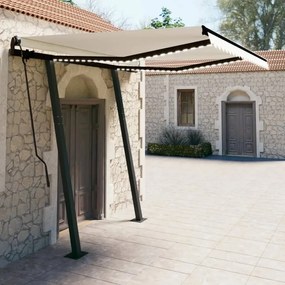 vidaXL Toldo automático c/ LED e sensor de vento 3,5x2,5 m cor creme