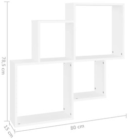 Estante de parede cúbica 80x15x78,5 cm deriv. de madeira branco