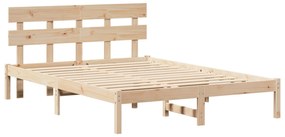 Estrado de Cama com Cabeceira 160x200 cm Madeira Sólida Pinho