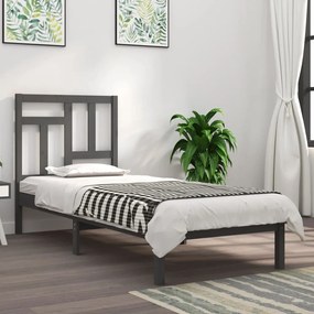 vidaXL Estrutura cama pequena solteiro 75x190 cm madeira maciça cinza