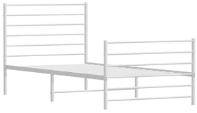 Estrutura de cama com cabeceira e pés 100x190 cm metal branco