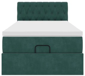 Estrutura de cama otomana colchão 90x200 cm veludo verde escuro