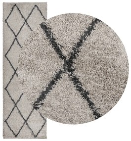 Tapete shaggy de pelo alto PAMPLONA 80x250 cm bege e antracite