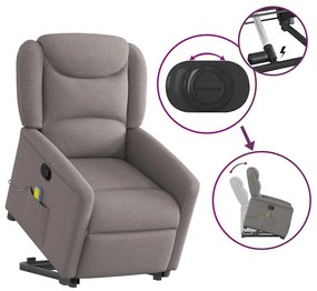 Poltrona elevatória de massagens tecido cinzento-acastanhado
