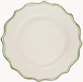Prato de pequeno-almoço com rebordo ondulado pintado à mão