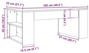 Mesa de centro 102x55x42 cm derivados de madeira madeira velha