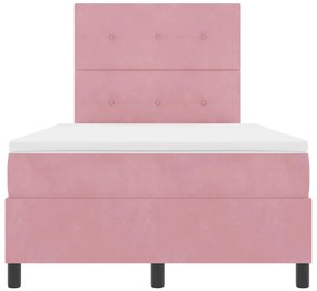 Cama Box vidaXL com Colchão e LED Rosa 120x190 cm Veludo
