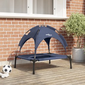 vidaXL Cama Elevada para Cães com Teto Removível Azul-marinho L Aço