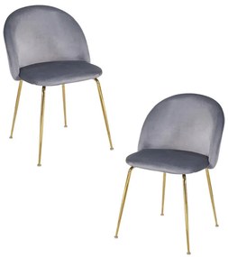 Pack 2 Cadeiras Golden Dalnia Veludo - Cinza escuro