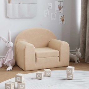 vidaXL Sofá-cama infantil peluche macio creme