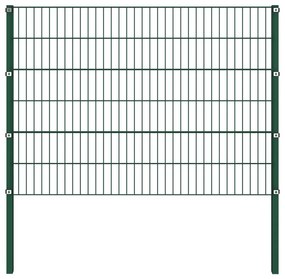 vidaXL Painel de vedação com postes ferro 1,7x1,2 m verde