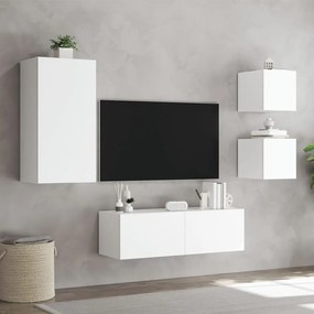 4 pcs móveis de parede para TV com luzes LED branco