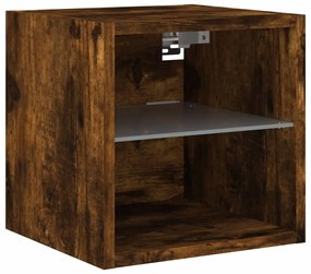 Móvel de parede p/ TV c/ luzes LED 30x28,5x30cm carvalho fumado