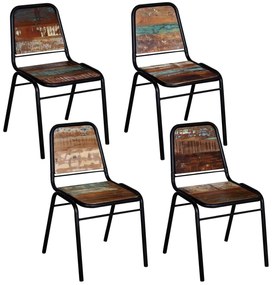 vidaXL Cadeiras de jantar 4 pcs madeira recuperada maciça