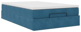 Cama otomana com colchão 120x190 cm veludo azul-escuro